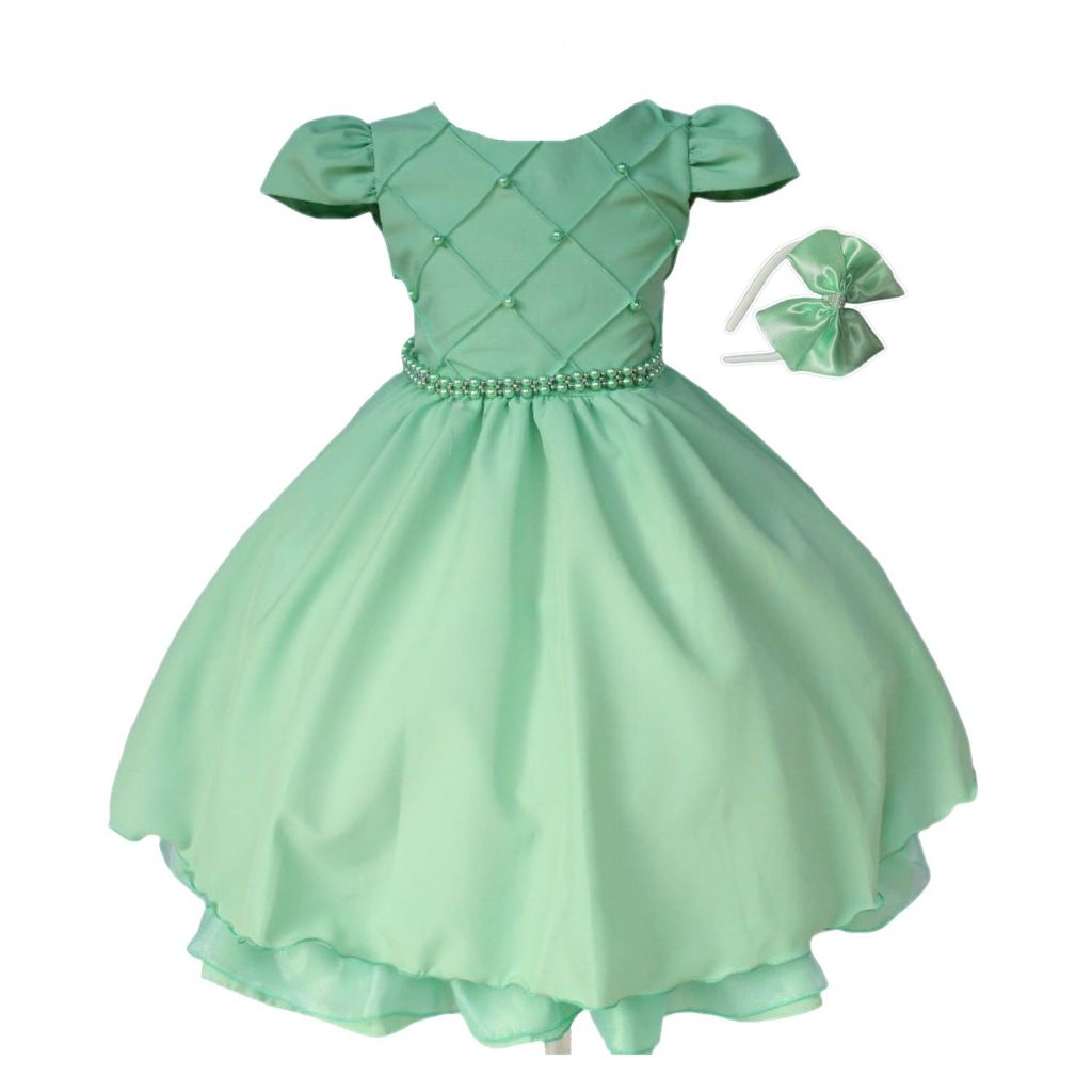 Vestido Infantil Luxo Casamento Formatura Festa Verde Menta com