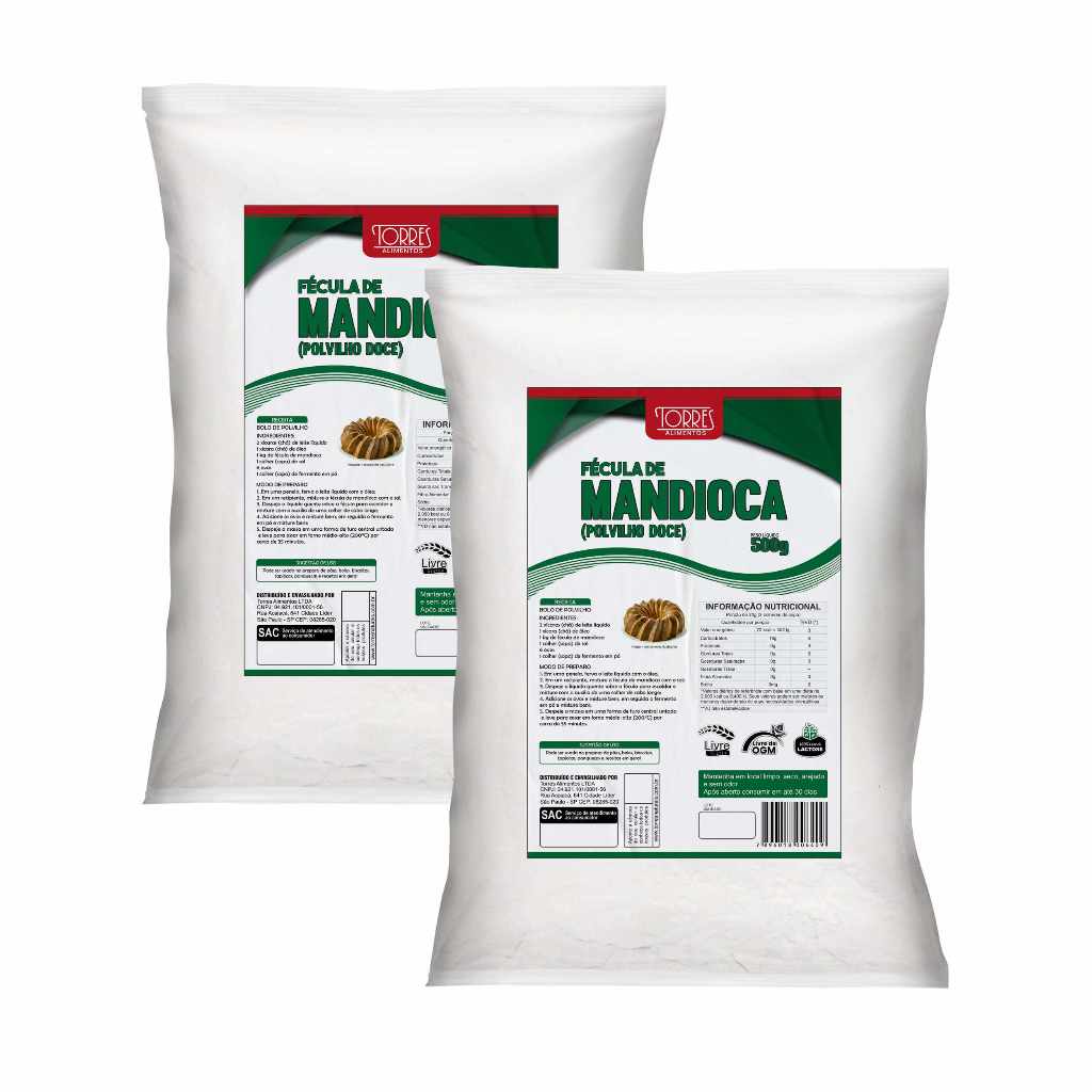 Fécula de Mandioca 500g Kit 2 Unidades (polvilho doce) | Shopee Brasil