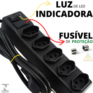 FILTRO DE LINHA 5TOMADAS COM FUSÍVEL DE SEGURANÇA
