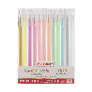 kit 12 caneta gel em tons pastel iluminada ponta fina