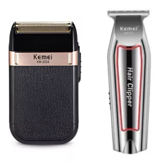 Kit 2 Máquina de acabamento profissional Kemei KM-032 e Barbeador barbear Elétrico Kemei KM-2024