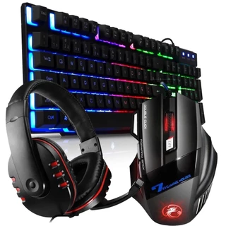 Kit Teclado Semi Mecânico Gamer+Headset+Mouse