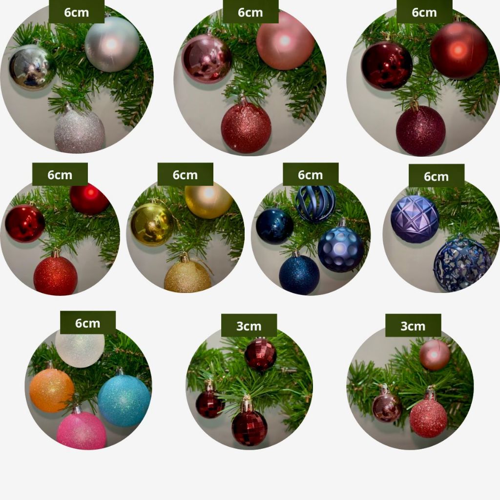 Bolas de Natal decorativas para árvores diversas cores tamanhos e ...
