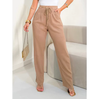 CALÇA LINHO COM ALGODÃO COM DETALHE DE CORDINHA