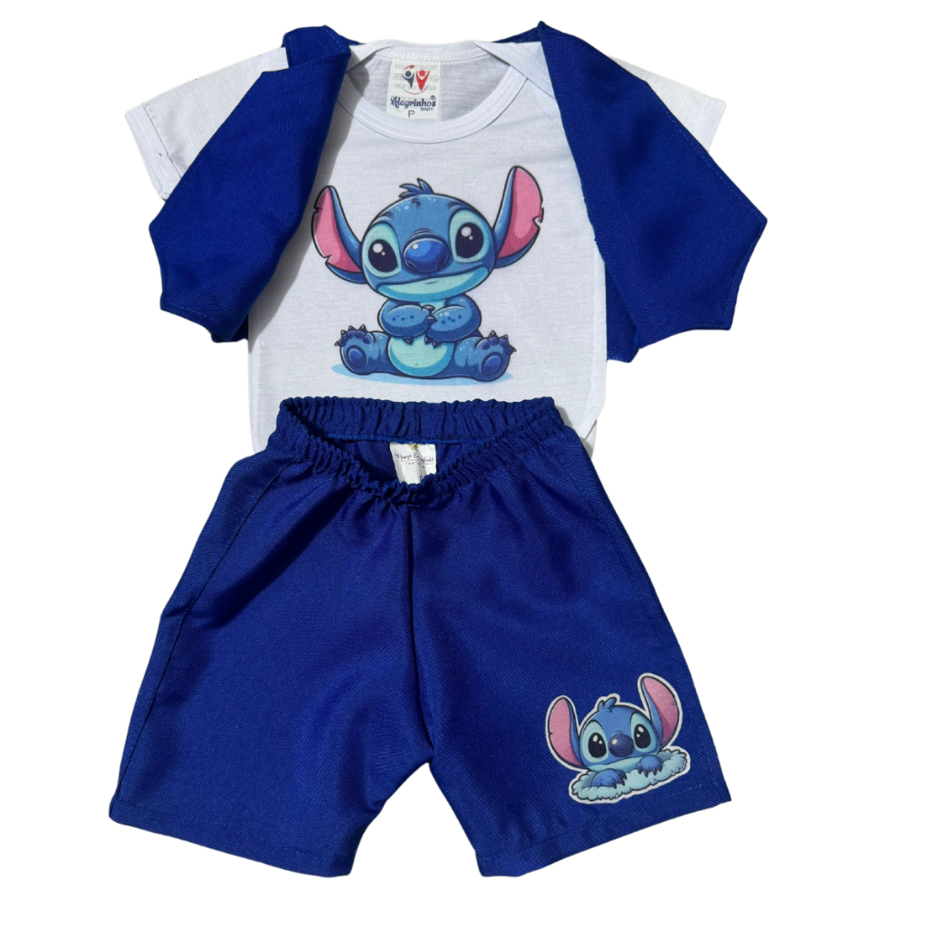 ROUPA CONJUNTO STITCH COM COLETE PARA MENINOS | Shopee Brasil