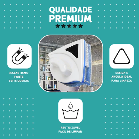 Limpa Vidro Magnético - uso em janela de apartamento