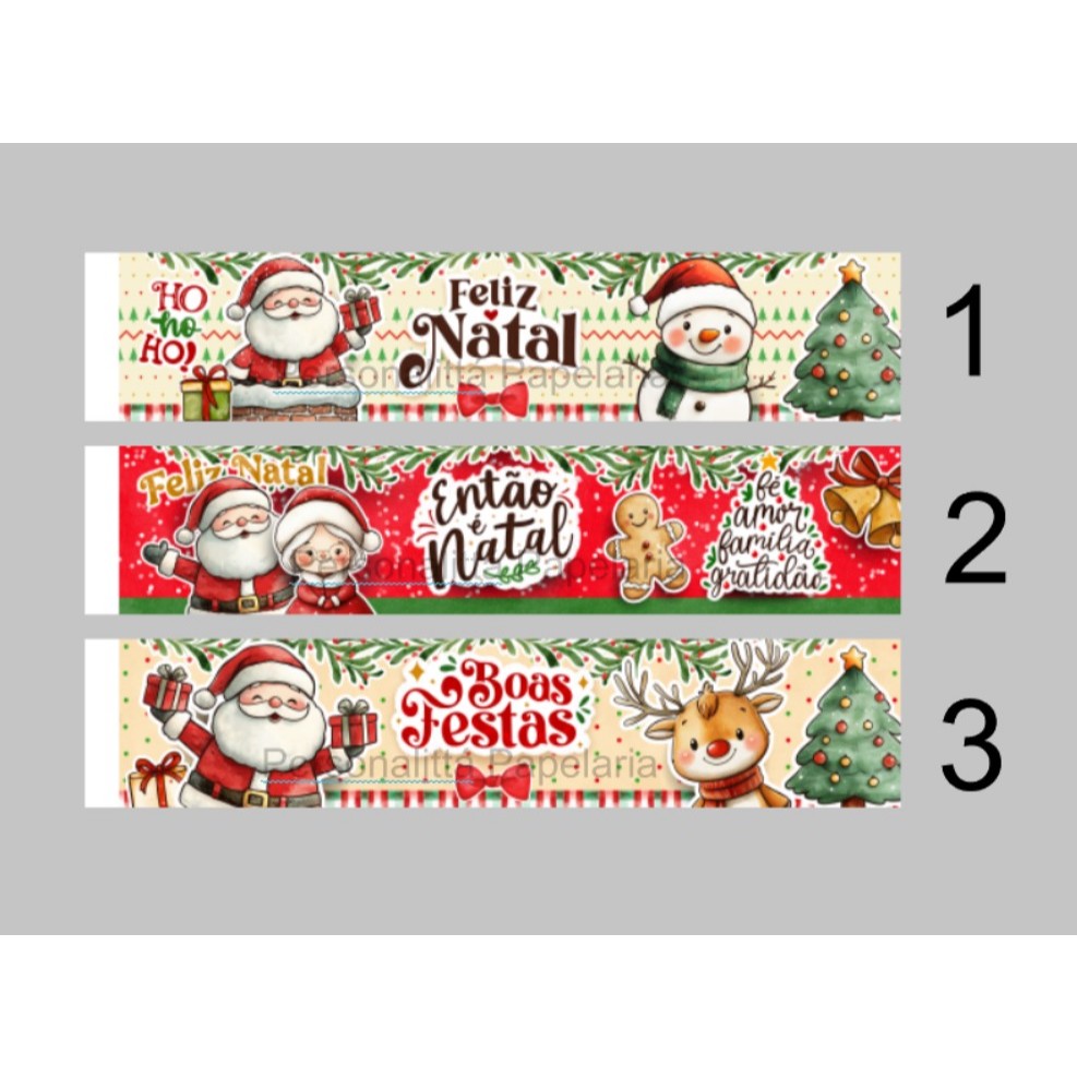Rótulo - Cinta de Natal para Mini Panetone Decoração (SEM MINI PANETONE)