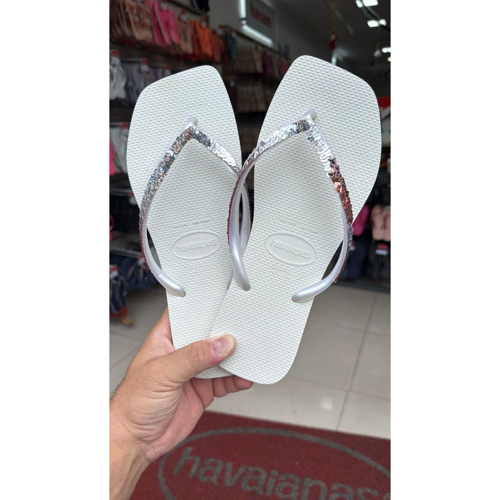 Chinelo Havaianas Slim Square Paetê Com Brilho Original *NF* Lançamento!