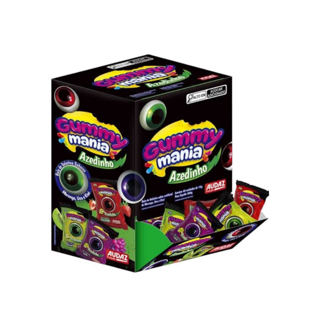 GUMMY MANIA AZEDINHO - BALA DE GELATINA - SABOR ARTIFICIAL DE