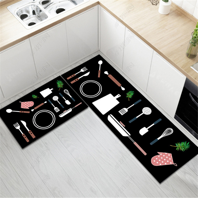 Tapete para cozinha, entrada, quarto: antiderrapante, resistente à sujeira, conjunto com 2 peças.