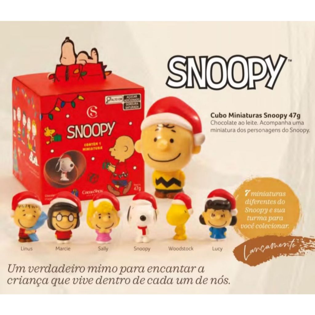 Caixa Surpresa Snoopy Colecionáveis 47g - Cacau Show Snoopy - Natal ...