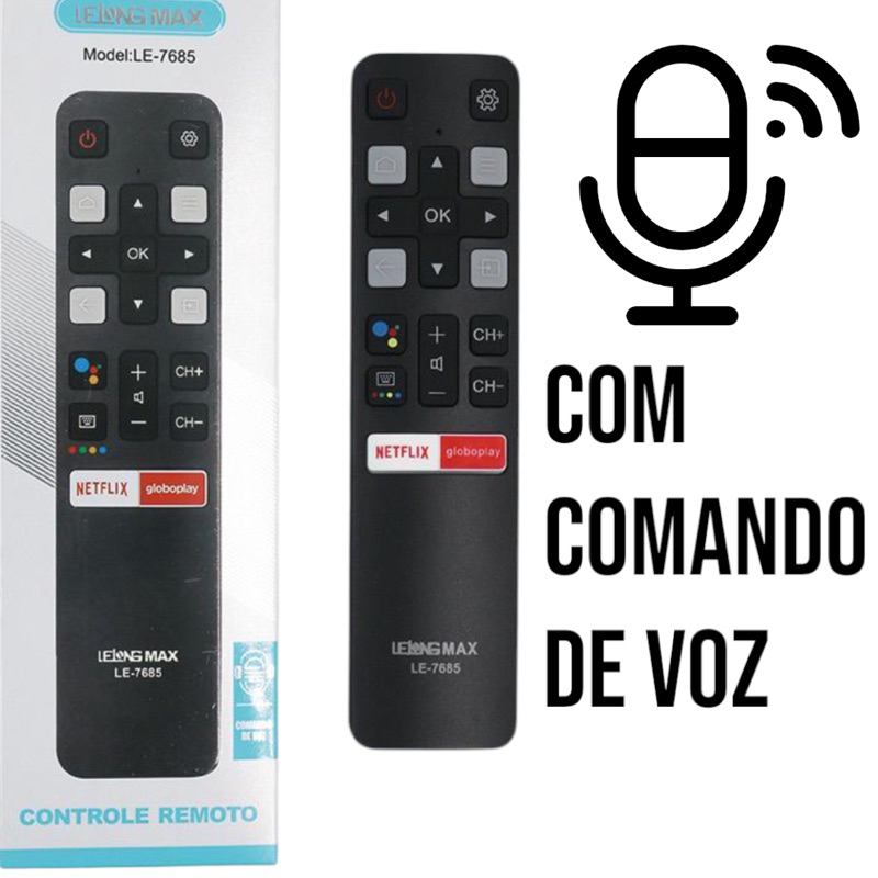 Controle Remoto Para Tv Tcl Smart Android Com Comando De Voz | Shopee ...