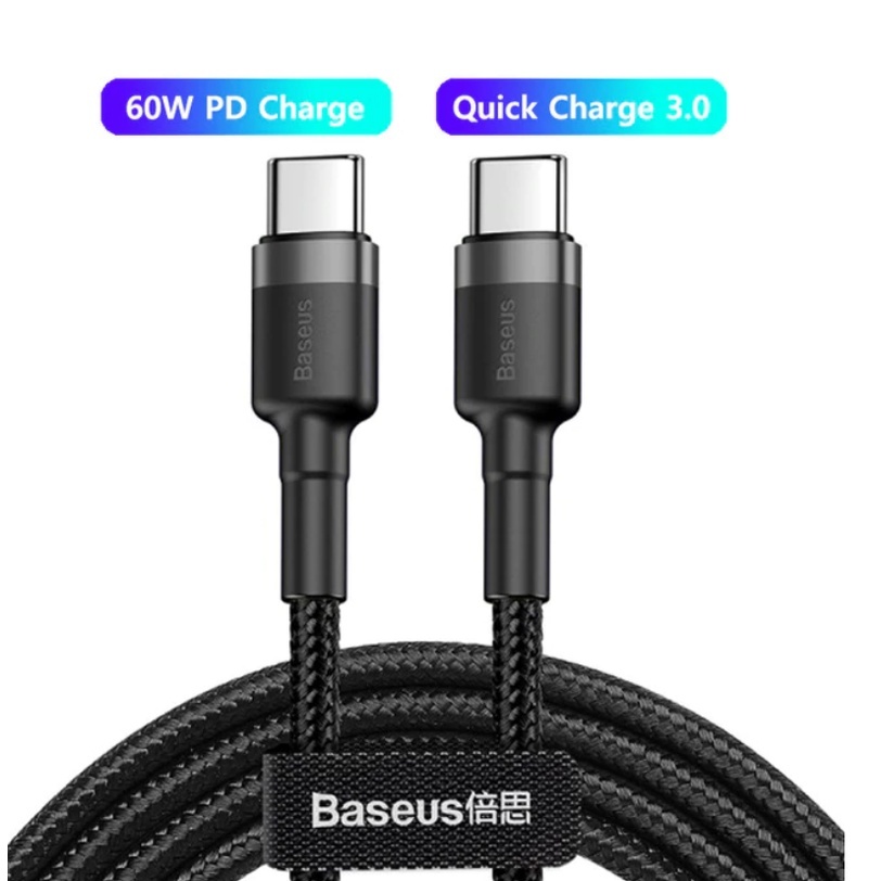 Baseus Essager Cabo Turbo Tipo-C P/ Tipo-C 60w QC 3.0 480 Mbp/s 1Metro Ultra Resistente iPhone 15