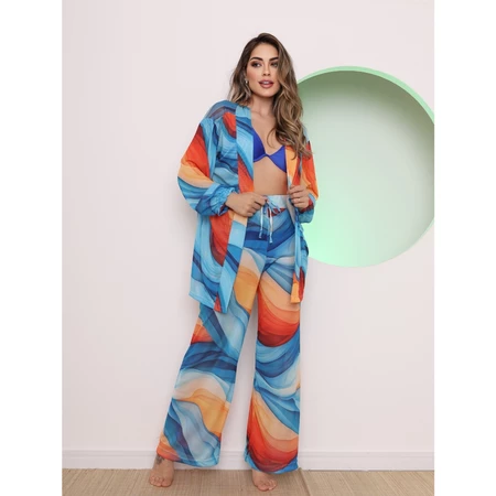 Saida de praia conjunto estampado duas peça