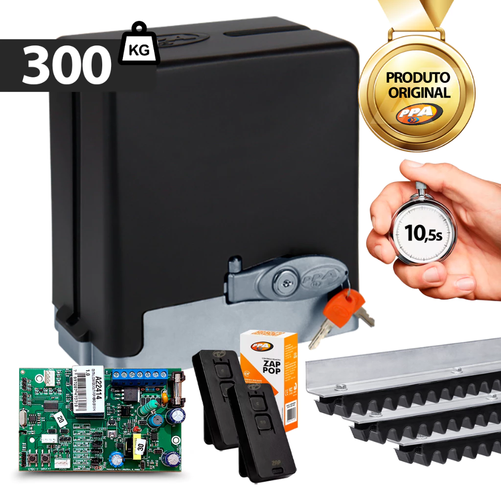 Kit Motor Ppa Dz Stark 3m Cremalheira Analógico Z18 300kg