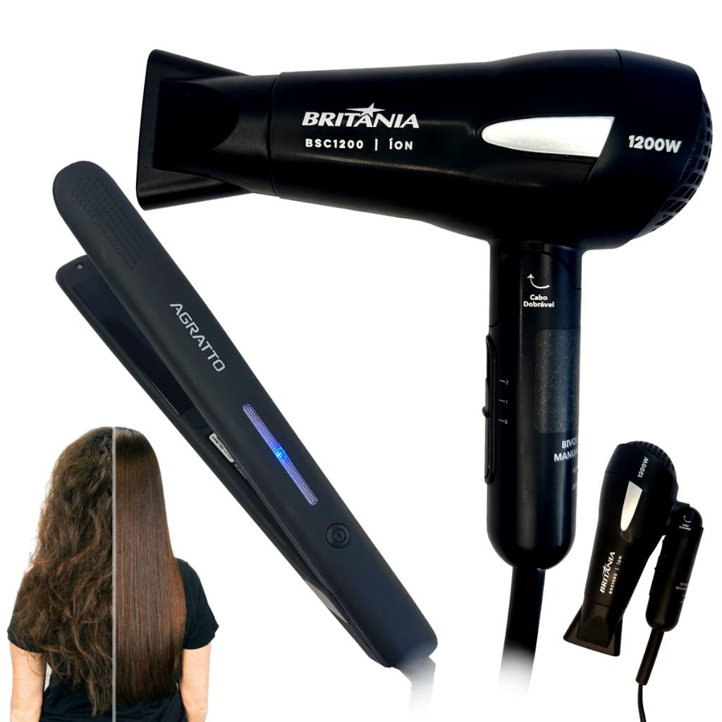 Secador De Cabelo 1200W Bivolt Potente E Chapinha 230ºC | Shopee Brasil