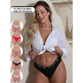 Kit com 10 Calcinha de Algodão Feminina Adulto Calcinhas Cós em Oferta na Shopee