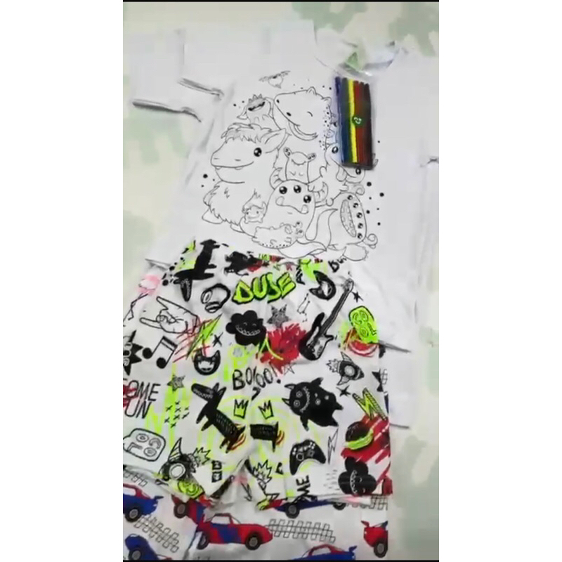 Pijama Infantil Para Colorir Craftikit - Kit Com 10 Canetas E Estampa Dinossauro