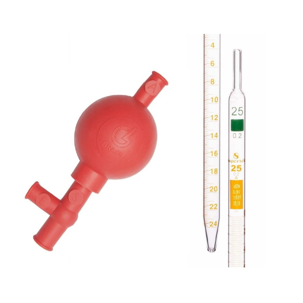 Kit 1 Pipeta Graduada E 1 Pera pipetador 3 Vias + BRINDE | Shopee Brasil