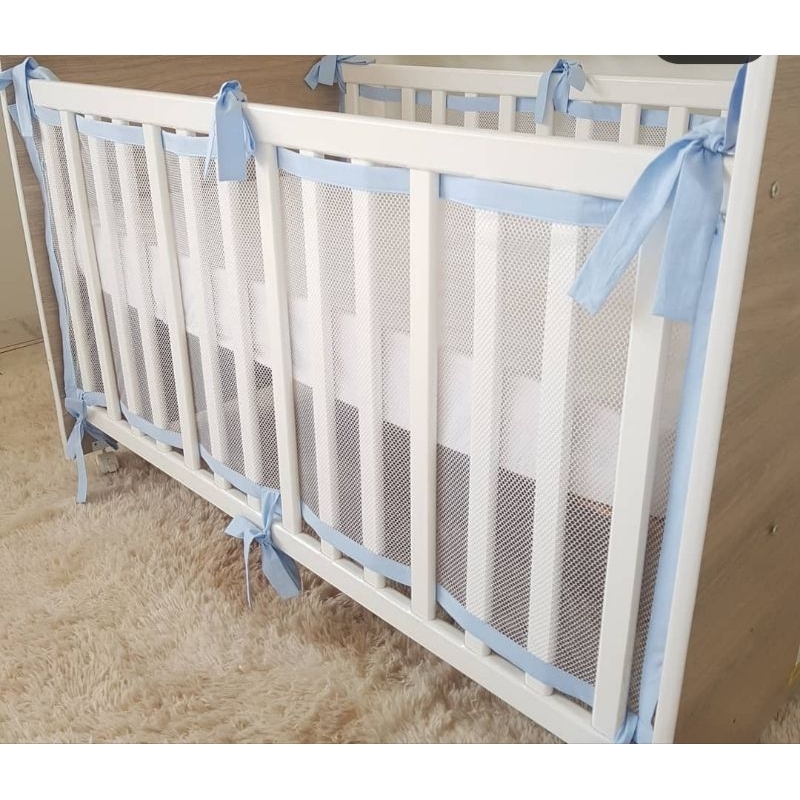 Tela para berço proteção de grade azul, maternidade menino/ menina kit ...