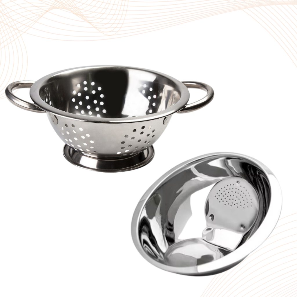 Escorredor de Macarrão e Massas + Escorredor de Arroz em Inox Aço Inox