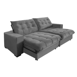 Sofá Retrátil Reclinável Califórnia Molas Ensacadas e Pillow Top 2,10m Cinza