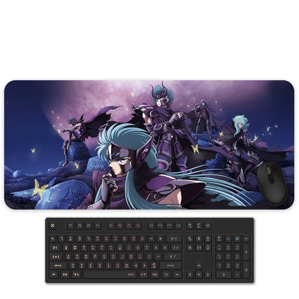 Mouse Pad Gamer anime Cavaleiros do Zodíaco 90x40cm Antiderrapante