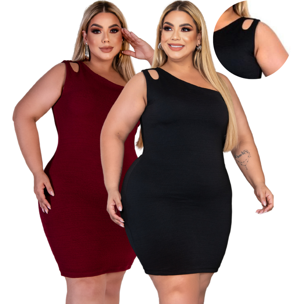 Kit 2 Vestidos Tubinho Plus Size Feminino GG ao G4 Elegante Tecido Premium Mula Manca Tendência Até G4