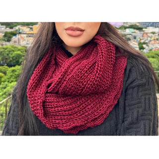 Gola Tricot Cachecol Duas Voltas Macio Lã Tendência Inverno Moda