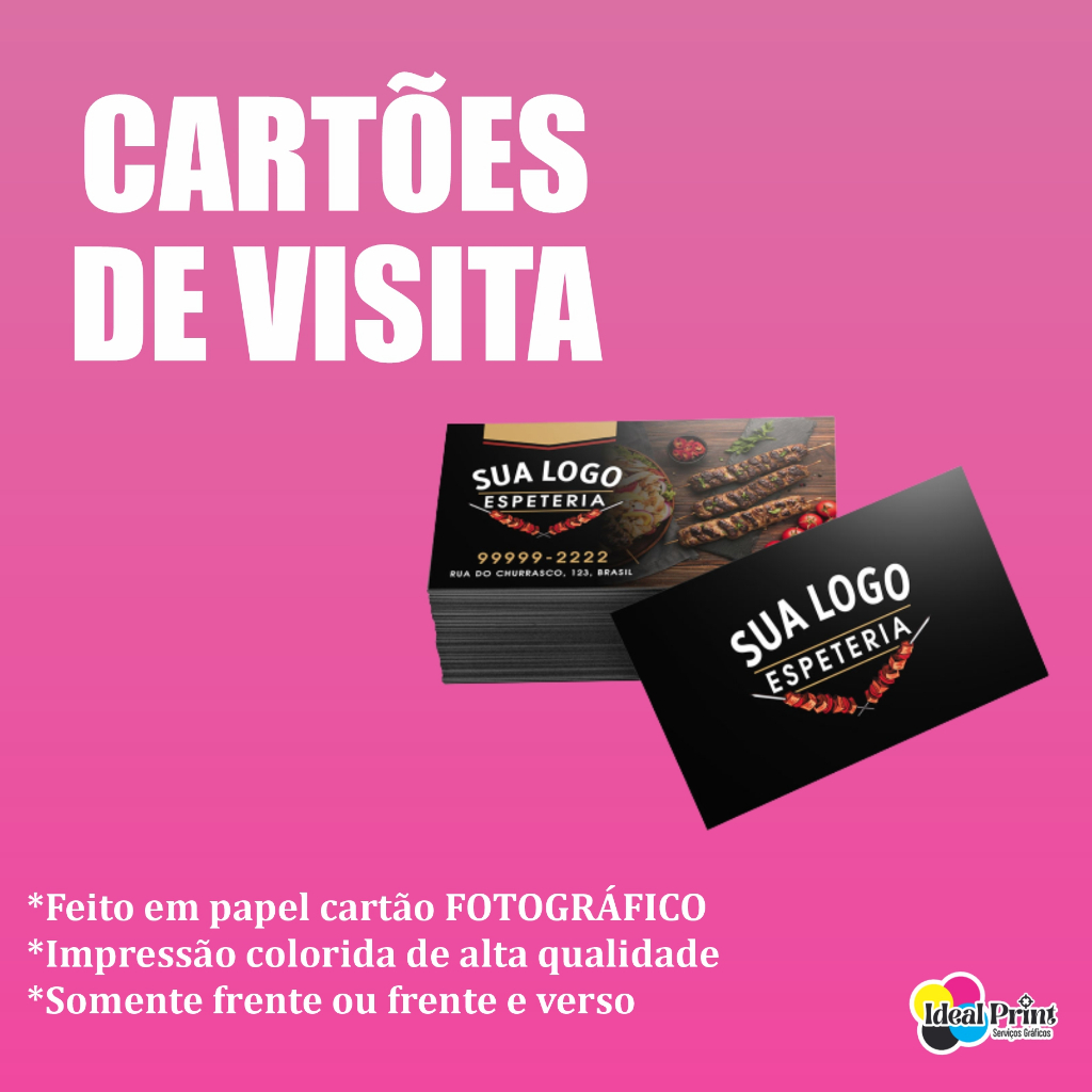 100 Cartões de Visita 230g Frente e Verso Brilho | Shopee Brasil