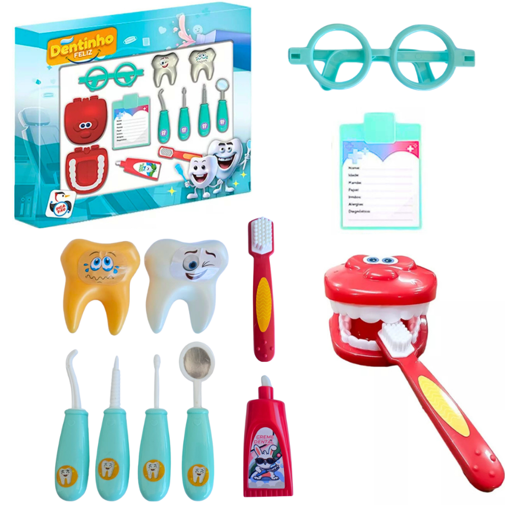 Kit Dentista Infantil Dentista Brinquedo Mini Doutor e Doutora ...