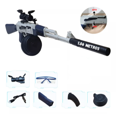 ARMINHA DE GEL AK-47 ELÉTRICA COM 2 PENTES MUITO FORTE