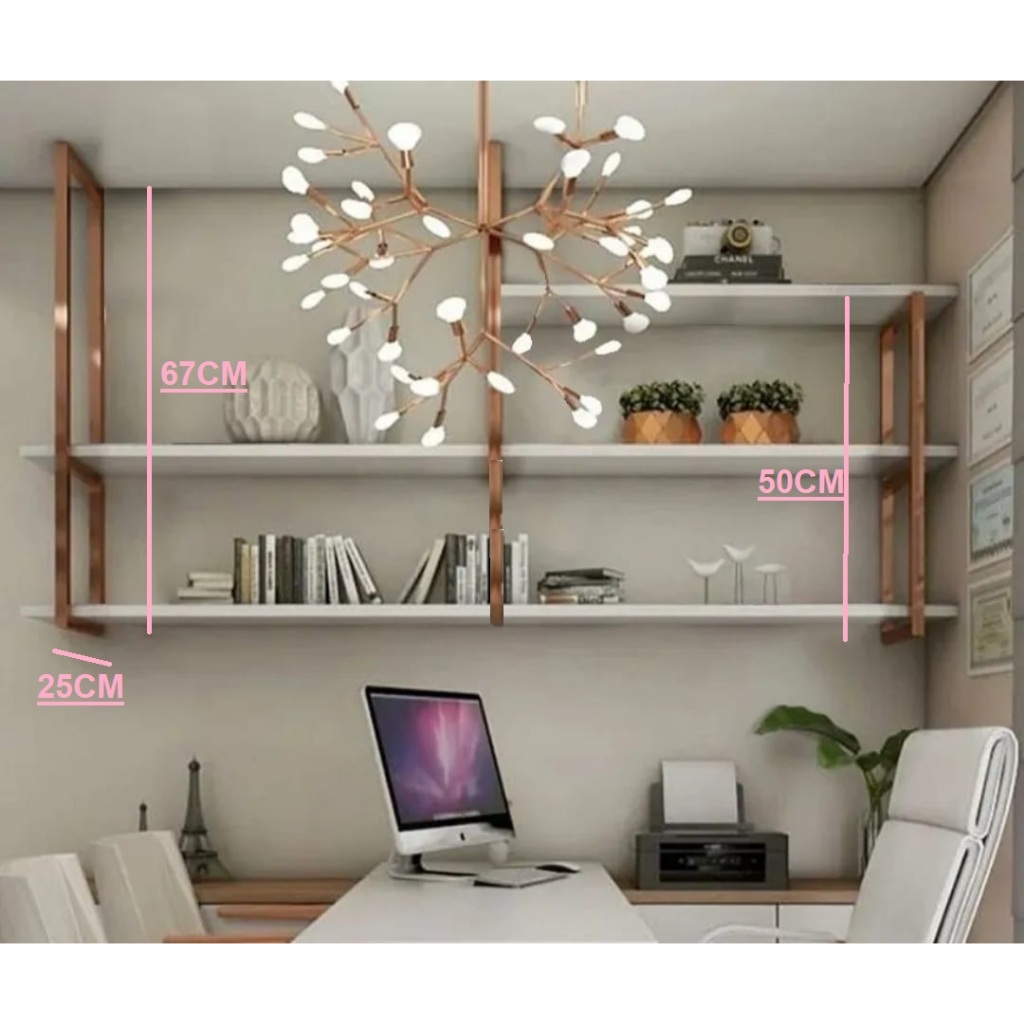 KIT prateleira industrial COR ROSE GOLD comercio