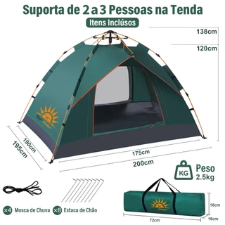 Tendas Acampamento Automação Para 3-4 Pessoas Barraca 200cm*200cm*135cm