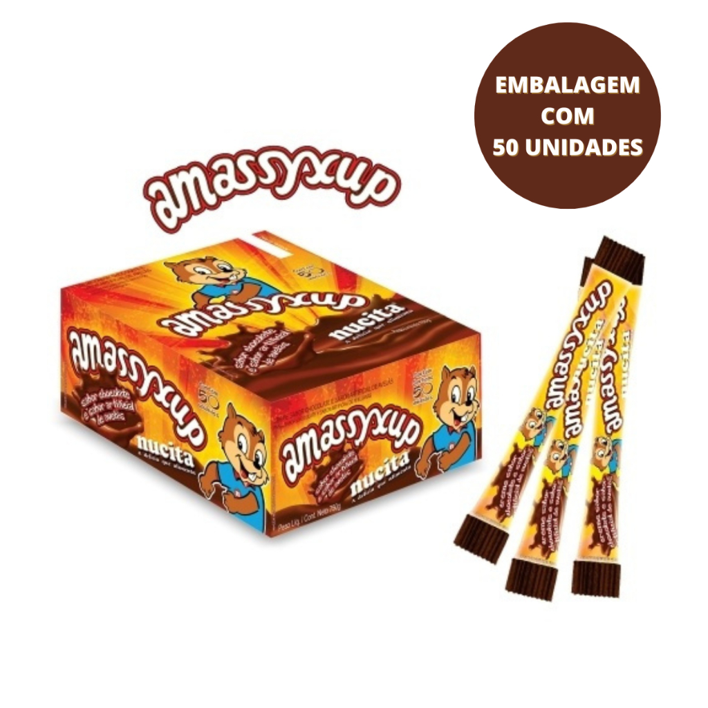Nucita Amassyxup Creme de Avelãs e Chocolate Caixa Com 50 Sache de 15g Cada