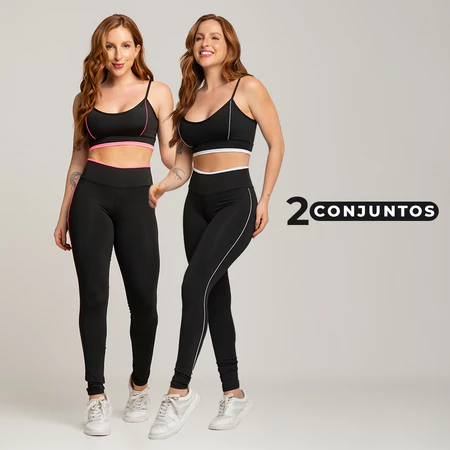 Kit 2 conjuntos top e calça vivo fitness academia
