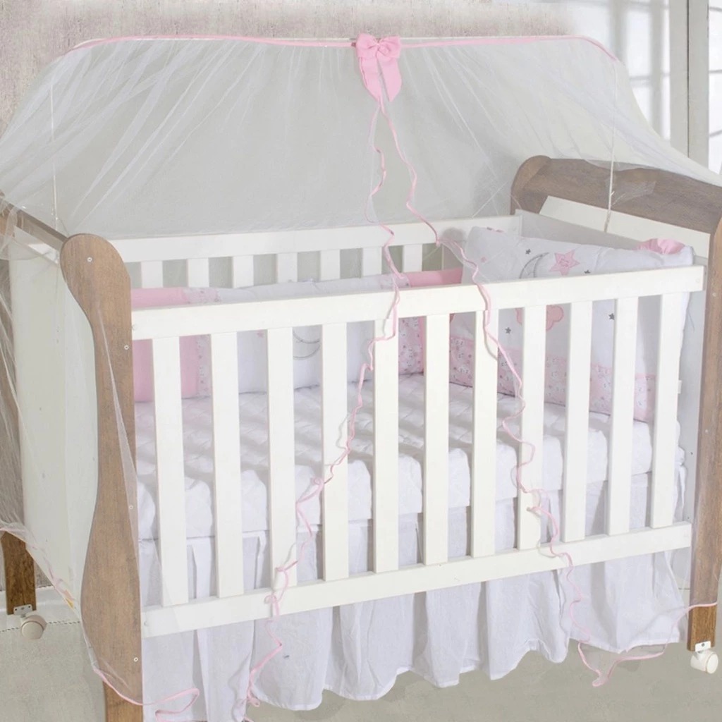 Mosquiteiro de Berço Padrão Americano e Nacional Protetor Universal Branco Azul Rosa