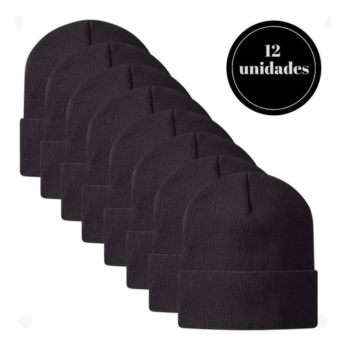 Kit 12 Touca Preta Gorro Lã Atacado Revenda Adulto Inverno