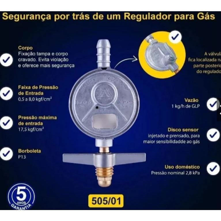 Regulador Registro Aliança 1kg/h 3/8 Bm Para Botijão de Gás 13kg Forno ...