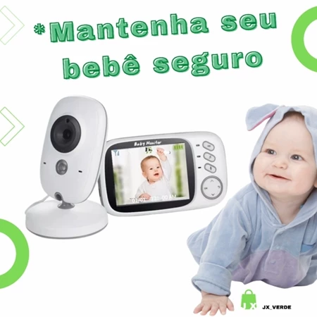 Baba eletrônica com monitor visão noturna, câmera c/ audio sensor de temperatura