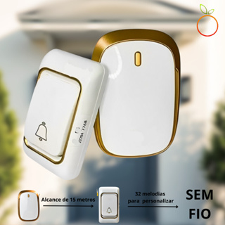 Campainha Externa Sem Fio Longo Alcance Tomada V Wireless Toques Resistente A Gua