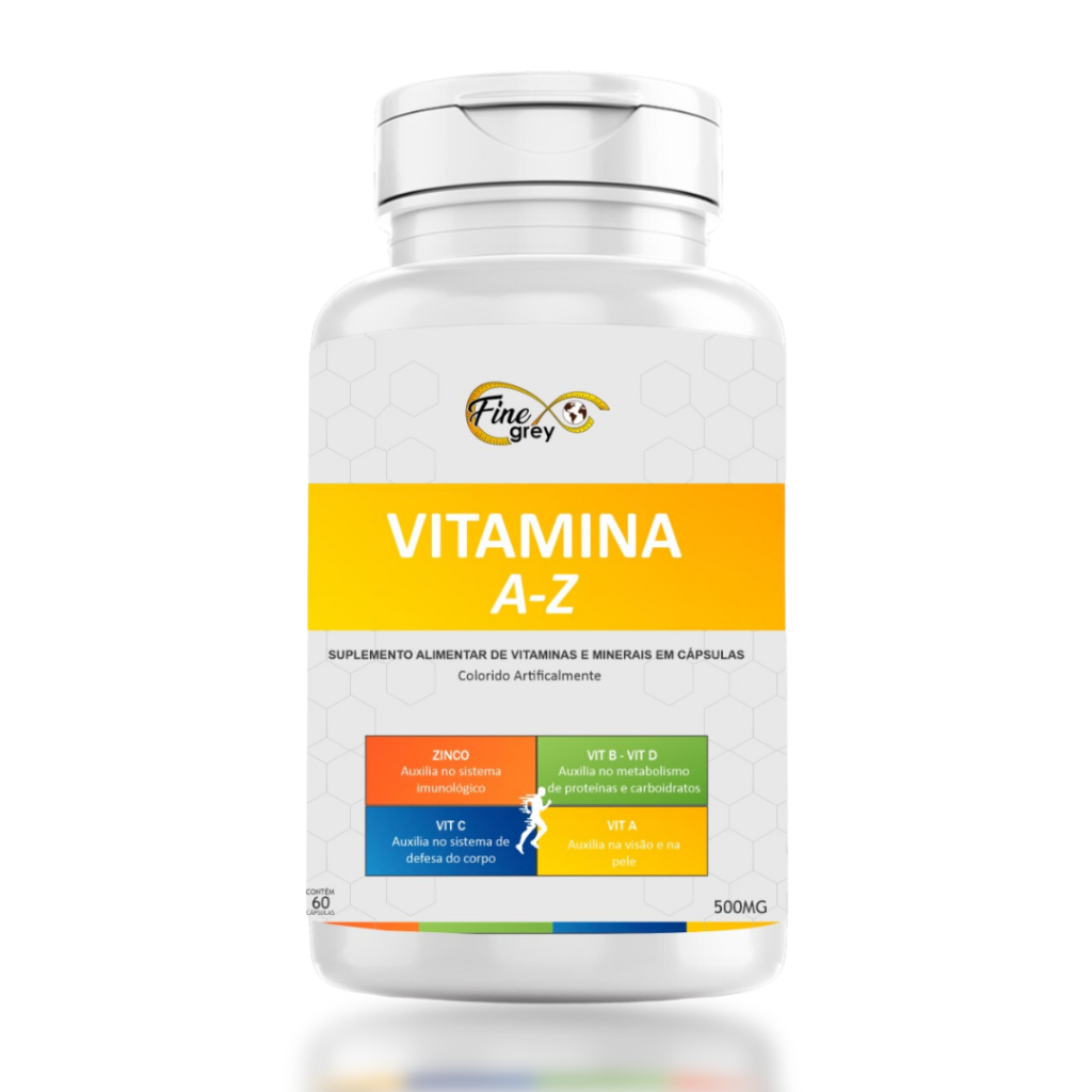 Vitamina A-Z - 120 Cápsulas - 500gm - Fine grey (Envio imediato ...