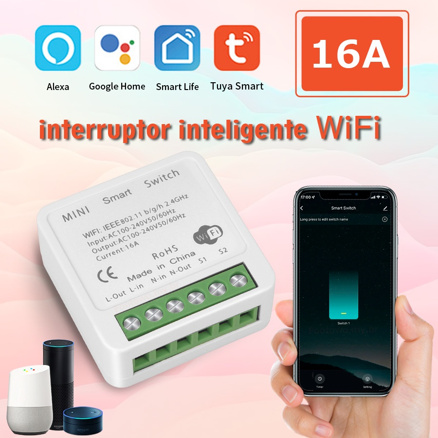 Módulo Interruptor Inteligente Tuya, Smart Life, Alexa, Google Home