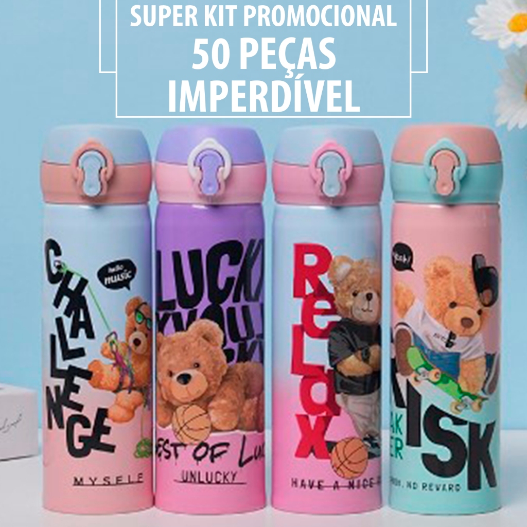 Kit 50 Garrafa Térmica 500ml Garrafinha Infantil Personalizada com ...