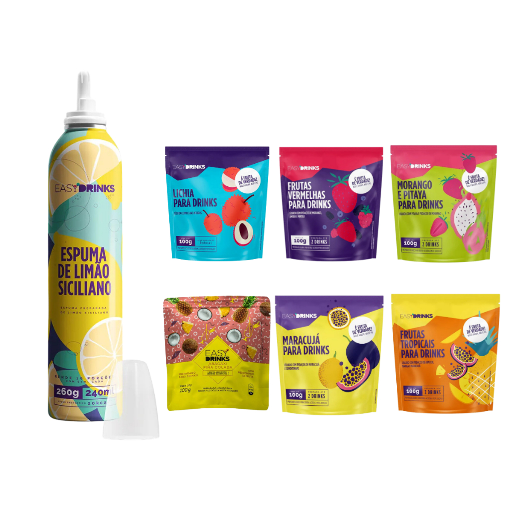 Kit 6 Sachês Easy Drinks Para Bebida + Espuma de Limão Siciliano