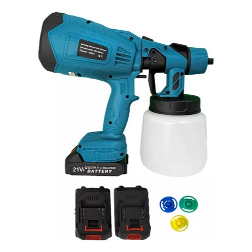 Pistola De Pintura Recarregável 2 Baterias 3 Bicos Profissional Pulverizador De Tinta 1000ml 200W