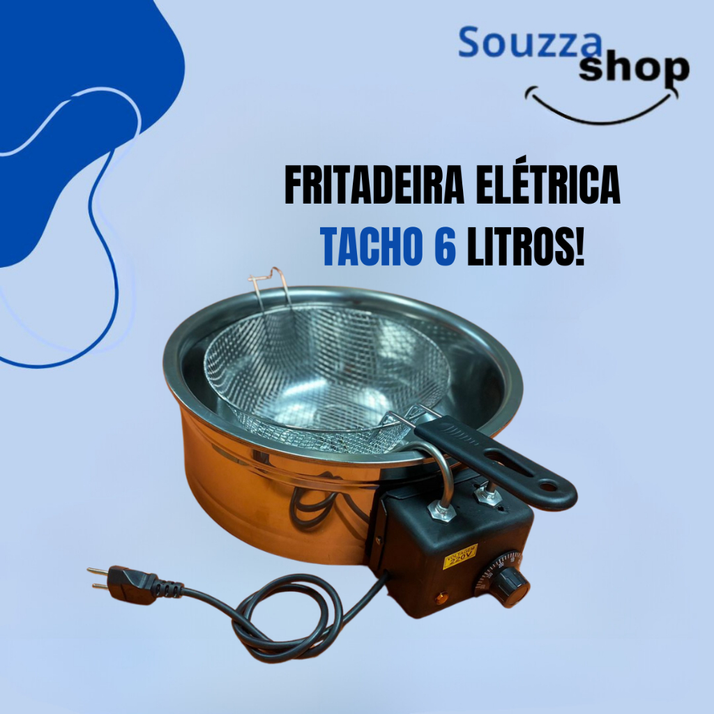 Fritadeira Elétrica em Inox Redonda Tacho 6 litros profissio