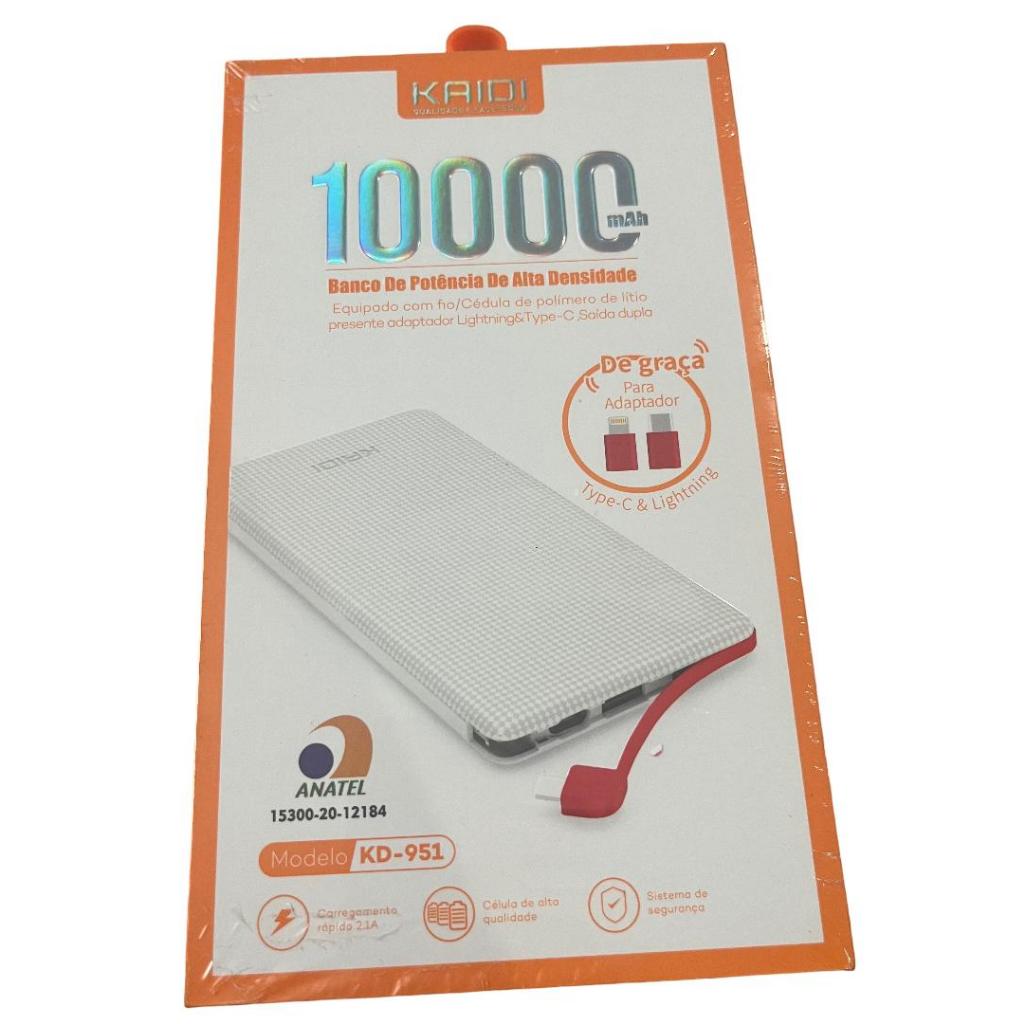 Carregador Portátil De Alta Potência 10000mah Kaidi Kd-951 | Shopee Brasil