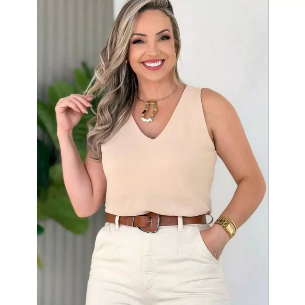 Blusa regata Feminina Alça Grossa Duna | Shopee Brasil