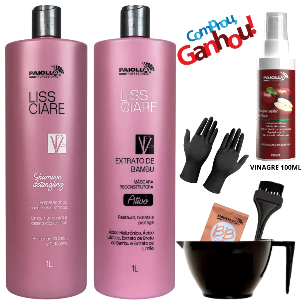 Paiolla - Kit Tratamento Extrato de Bambu Liss Care 1l